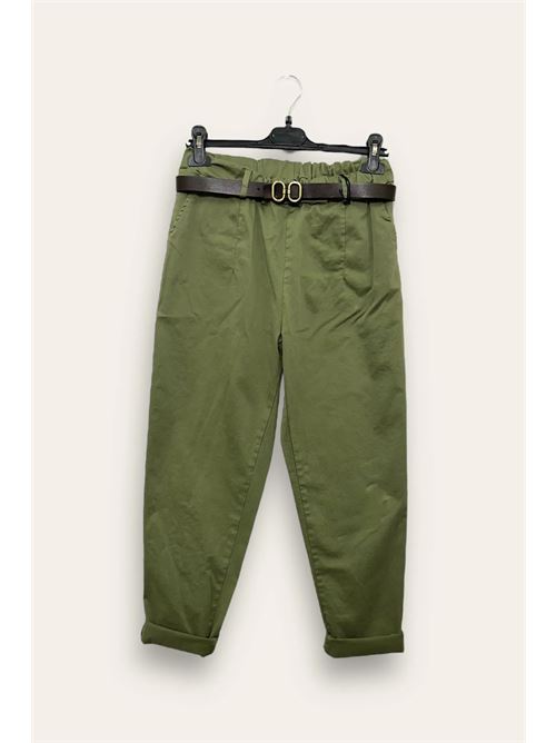 Pantalone baggy in cotone LOVEme | VA-10686-VA-822236TU/Verde Militare